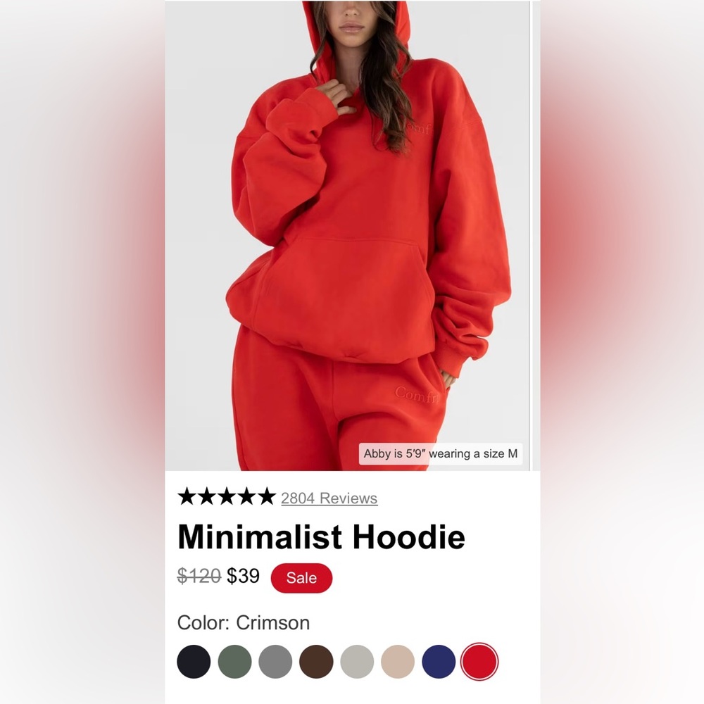 Crimson Minimalist Hoodie